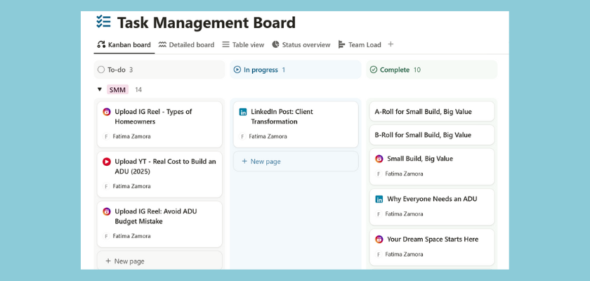 Notion Task Management Board